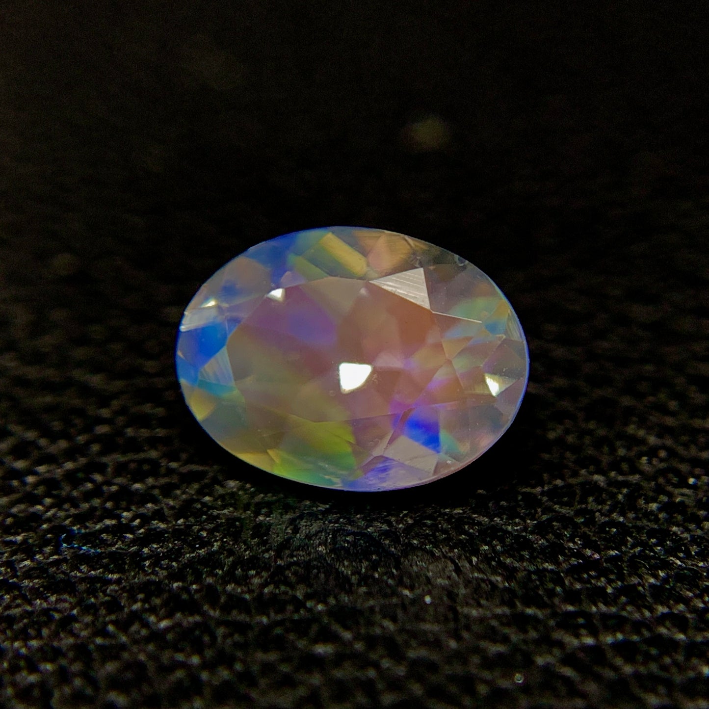 Natural Multi-Fire Rainbow Moonstone 0.71 Carat 7x5 MM Oval Shape Faceted Gemstone