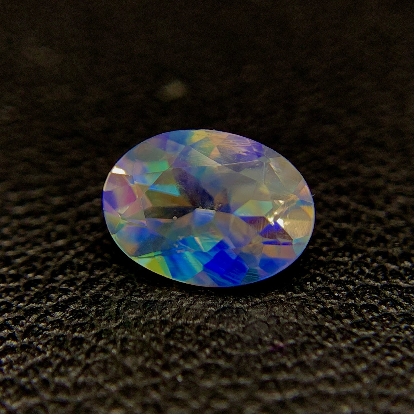 Natural Multi-Fire Rainbow Moonstone 0.71 Carat 7x5 MM Oval Shape Faceted Gemstone