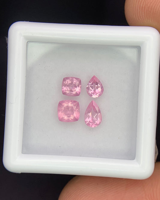 Natural Pink Spinel Lot 1.03 Carat Mix Size Pear & Cushion Shape Faceted Gemstone 4 Piece Lot 