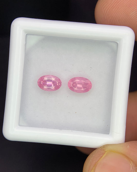 Natural Pink Spinel Lot 1.03 Carat 6x4 MM (Approx) Oval Shape Faceted Gemstone 2 Piece Lot 
