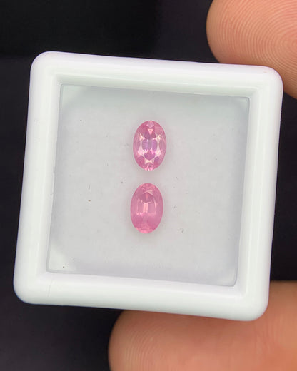 Natural Pink Spinel Lot 1.03 Carat 6x4 MM (Approx) Oval Shape Faceted Gemstone 2 Piece Lot 