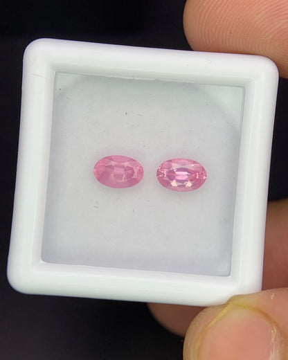 Natural Pink Spinel Lot 1.03 Carat 6x4 MM (Approx) Oval Shape Faceted Gemstone 2 Piece Lot 