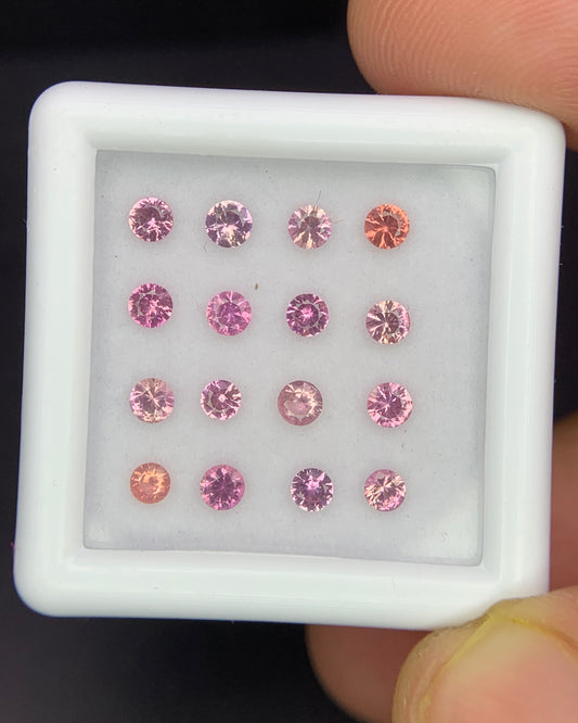 Natural Multi Color Spinel Lot 1.11 Carat 2.5x2.5 MM Round Shape Diamond Cut Faceted Gemstone 16 Piece Lot 