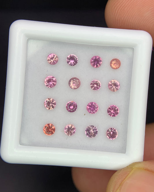 Natural Multi Color Spinel Lot 1.11 Carat 2.5x2.5 MM Round Shape Diamond Cut Faceted Gemstone 16 Piece Lot 