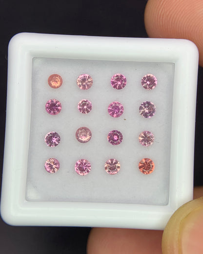 Natural Multi Color Spinel Lot 1.11 Carat 2.5x2.5 MM Round Shape Diamond Cut Faceted Gemstone 16 Piece Lot 
