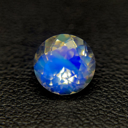 Natural Blue-Fire Rainbow Moonstone 1.15 Carat 7x7 MM Round Shape Faceted Gemstone