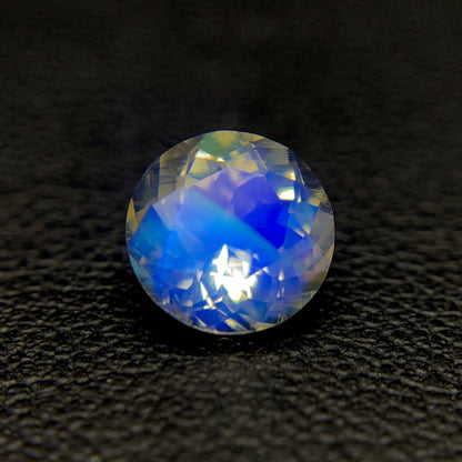 Natural Blue-Fire Rainbow Moonstone 1.15 Carat 7x7 MM Round Shape Faceted Gemstone