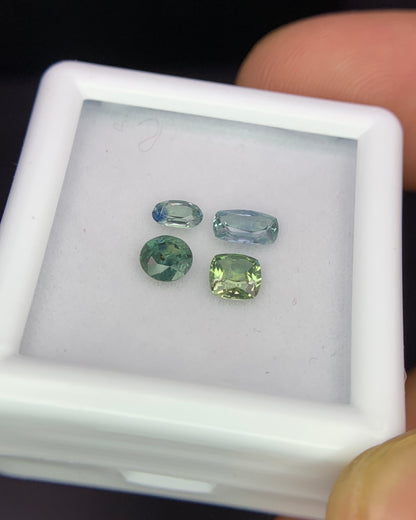 Natural Bi Color Sapphire Lot 0.98 Carat Mix Size Mix Shape Faceted Gemstone 4 Piece Lot
