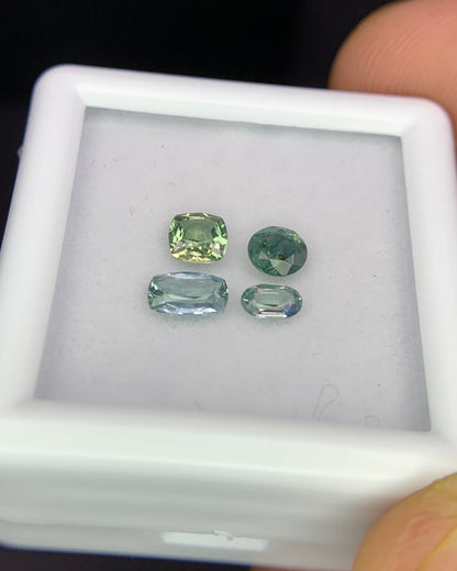 Natural Bi Color Sapphire Lot 0.98 Carat Mix Size Mix Shape Faceted Gemstone 4 Piece Lot