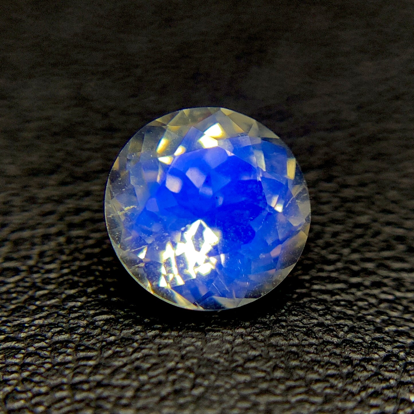 Natural Blue-Fire Rainbow Moonstone 1.40 Carat 7.5x7.5 MM Round Shape Faceted Gemstone