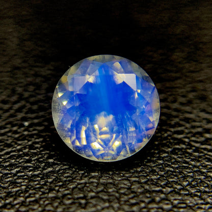 Natural Blue-Fire Rainbow Moonstone 1.20 Carat 7x7 MM Round Shape Faceted Gemstone