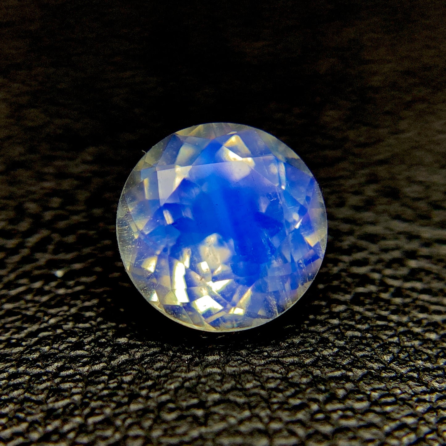 Natural Blue-Fire Rainbow Moonstone 1.20 Carat 7x7 MM Round Shape Faceted Gemstone