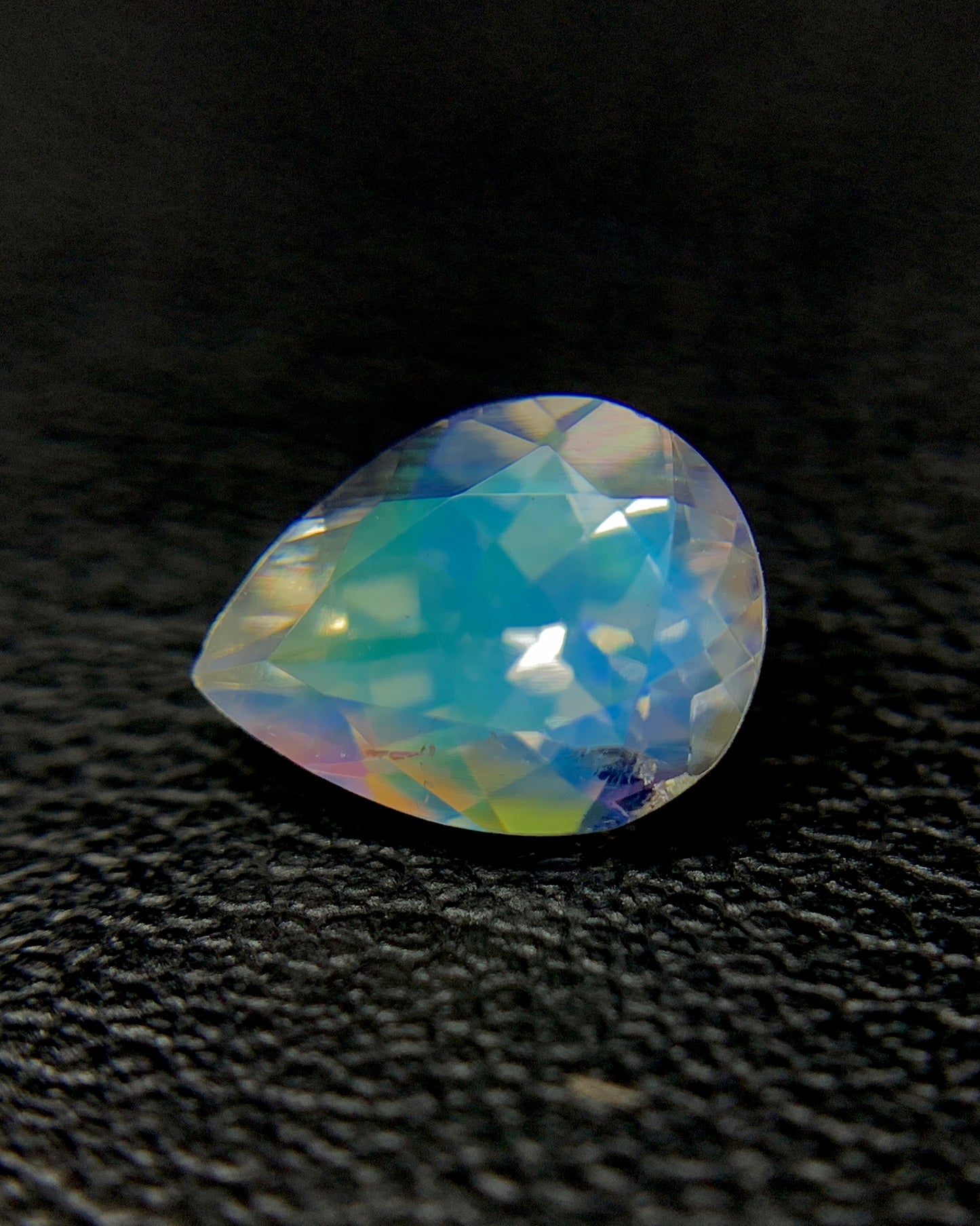 Natural Multi Fire Rainbow Moonstone 1.12 Carat 8x6 MM Pear Shape Faceted Gemstone from Madagascar