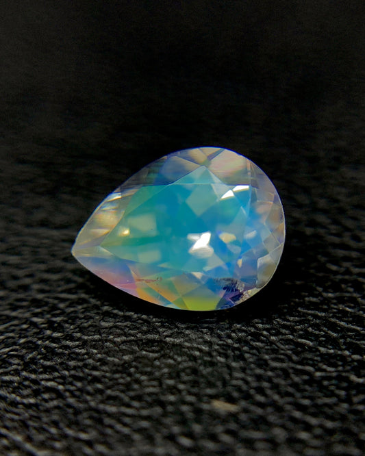 Natural Multi Fire Rainbow Moonstone 1.12 Carat 8x6 MM Pear Shape Faceted Gemstone from Madagascar