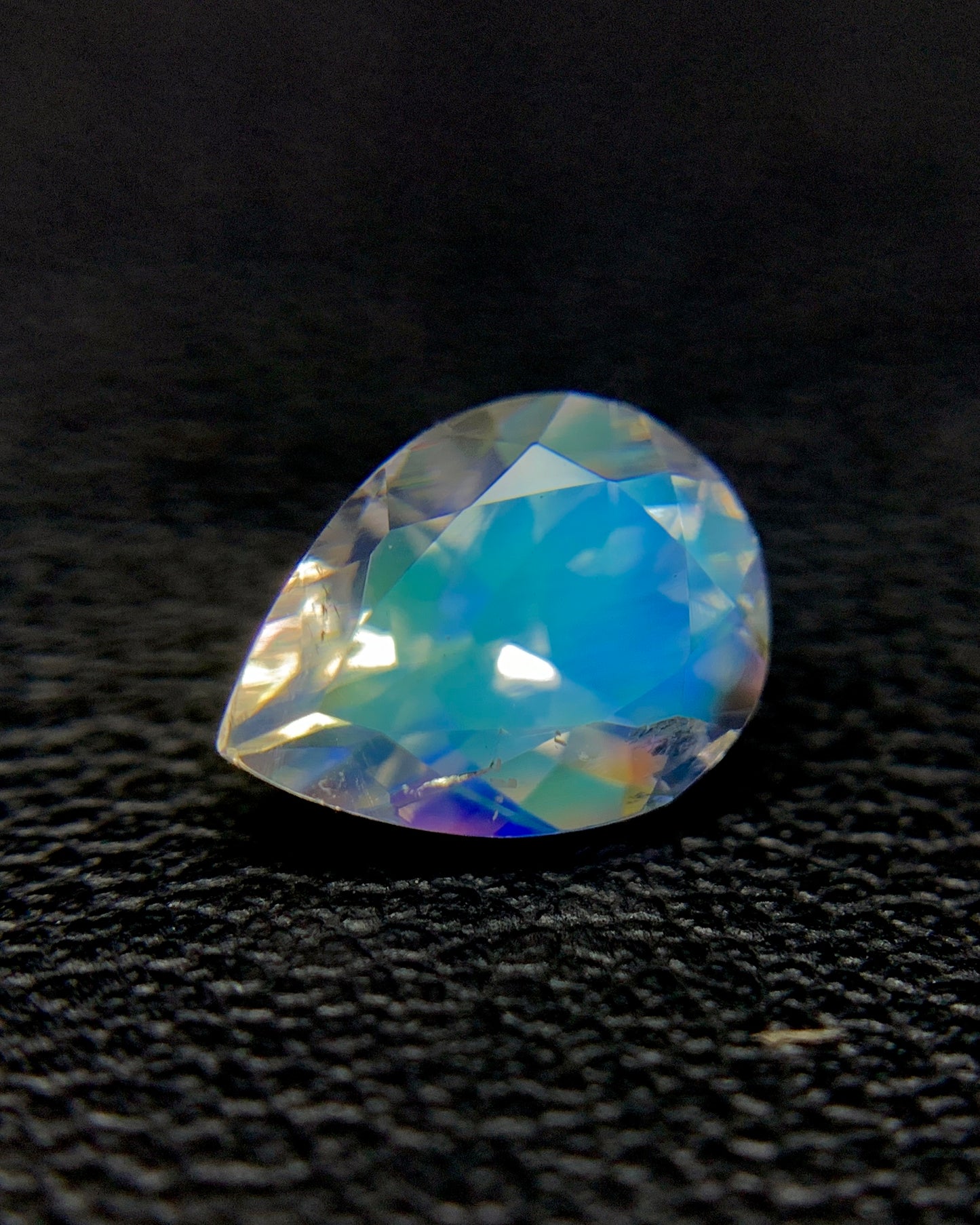 Natural Multi Fire Rainbow Moonstone 1.12 Carat 8x6 MM Pear Shape Faceted Gemstone from Madagascar