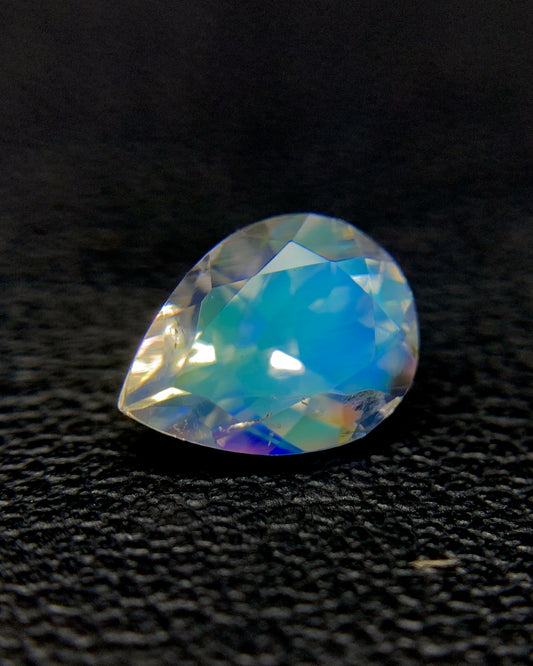 Natural Multi Fire Rainbow Moonstone 1.12 Carat 8x6 MM Pear Shape Faceted Gemstone from Madagascar