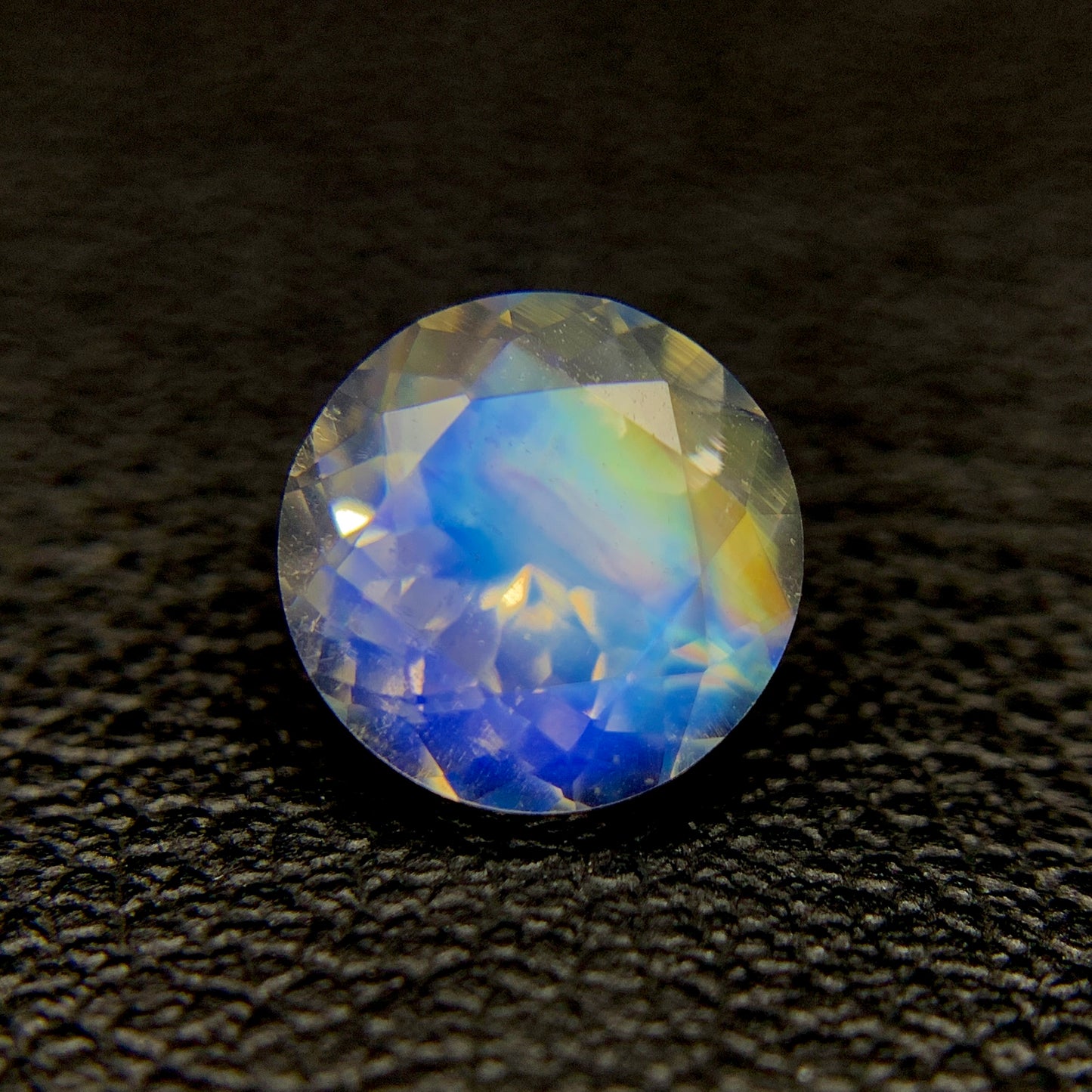 Natural Multi-Fire Rainbow Moonstone 1.12 Carat 7x7 MM Round Shape Faceted Gemstone