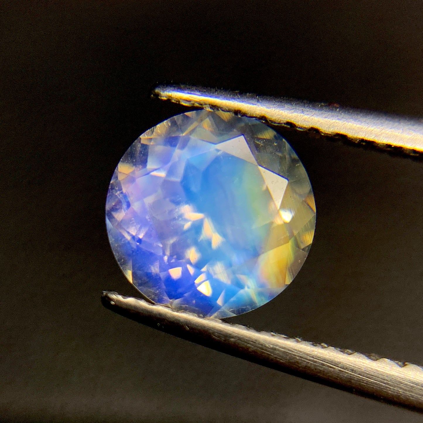 Natural Multi-Fire Rainbow Moonstone 1.12 Carat 7x7 MM Round Shape Faceted Gemstone