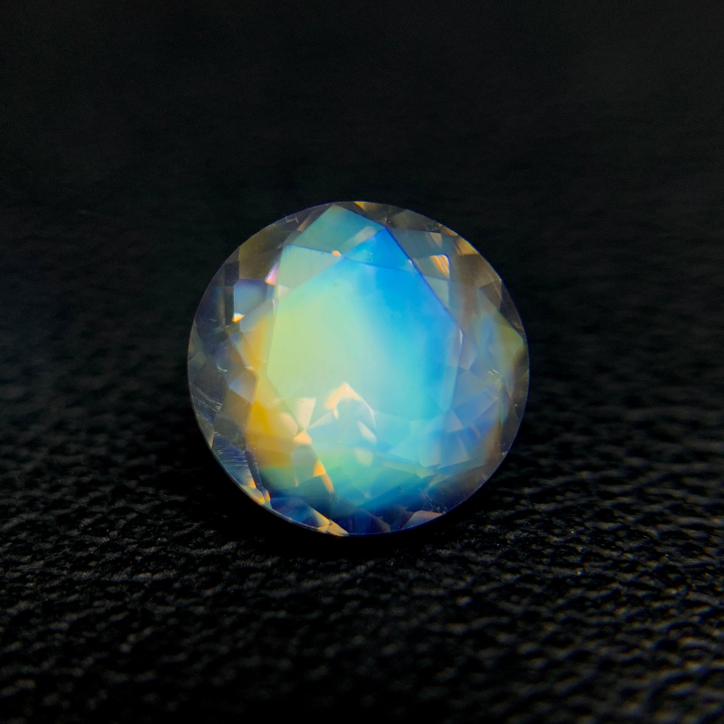 Natural Multi-Fire Rainbow Moonstone 1.36 Carat 7.4x7.4 MM Round Shape Faceted Gemstone