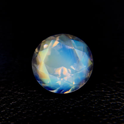 Natural Multi-Fire Rainbow Moonstone 1.36 Carat 7.4x7.4 MM Round Shape Faceted Gemstone