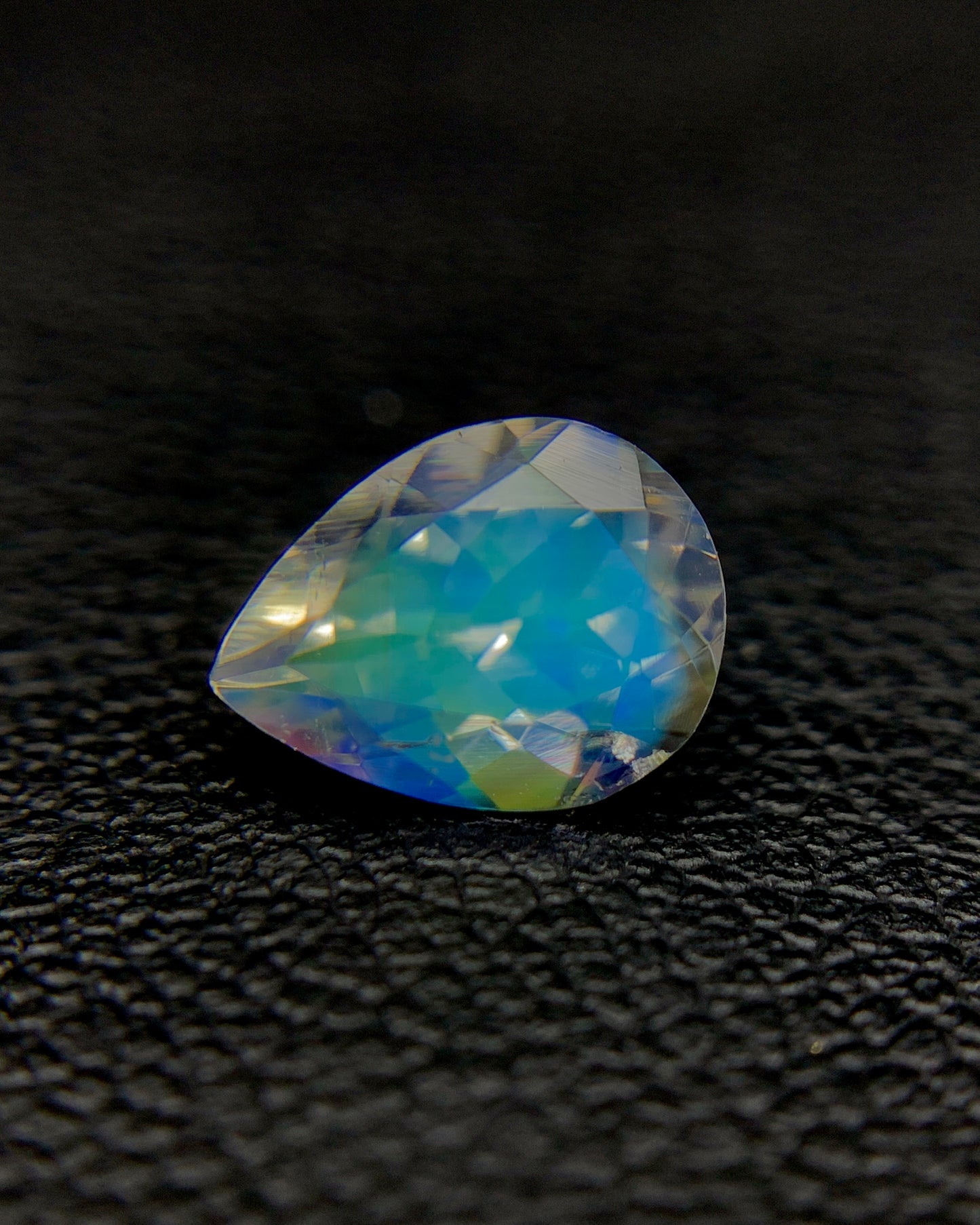 Natural Multi Fire Rainbow Moonstone 1.12 Carat 8x6 MM Pear Shape Faceted Gemstone from Madagascar