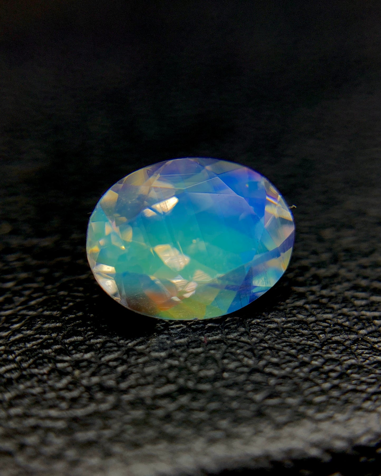 Natural Multi Fire Rainbow Moonstone 1.31 Carat 8x6.2 MM Oval Shape Faceted Gemstone from Madagascar