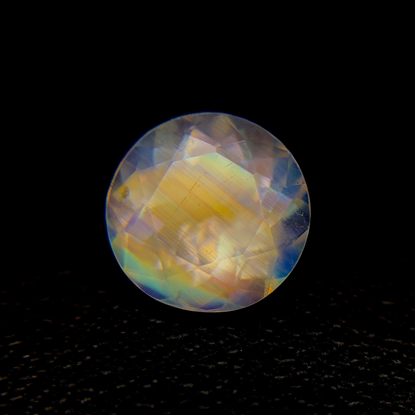 Natural Multi-Fire Rainbow Moonstone 1.54 Carat 8x8 MM Round Shape Faceted Gemstone