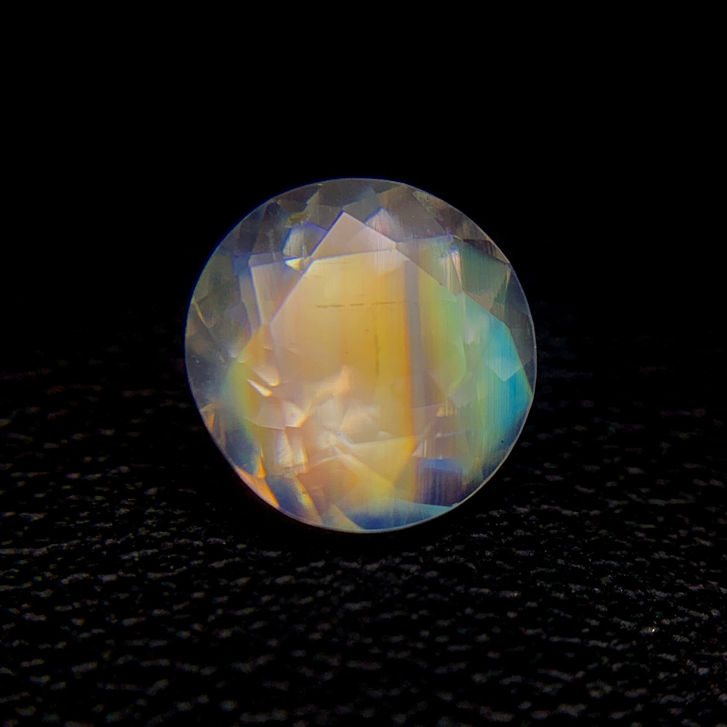 Natural Multi-Fire Rainbow Moonstone 1.54 Carat 8x8 MM Round Shape Faceted Gemstone