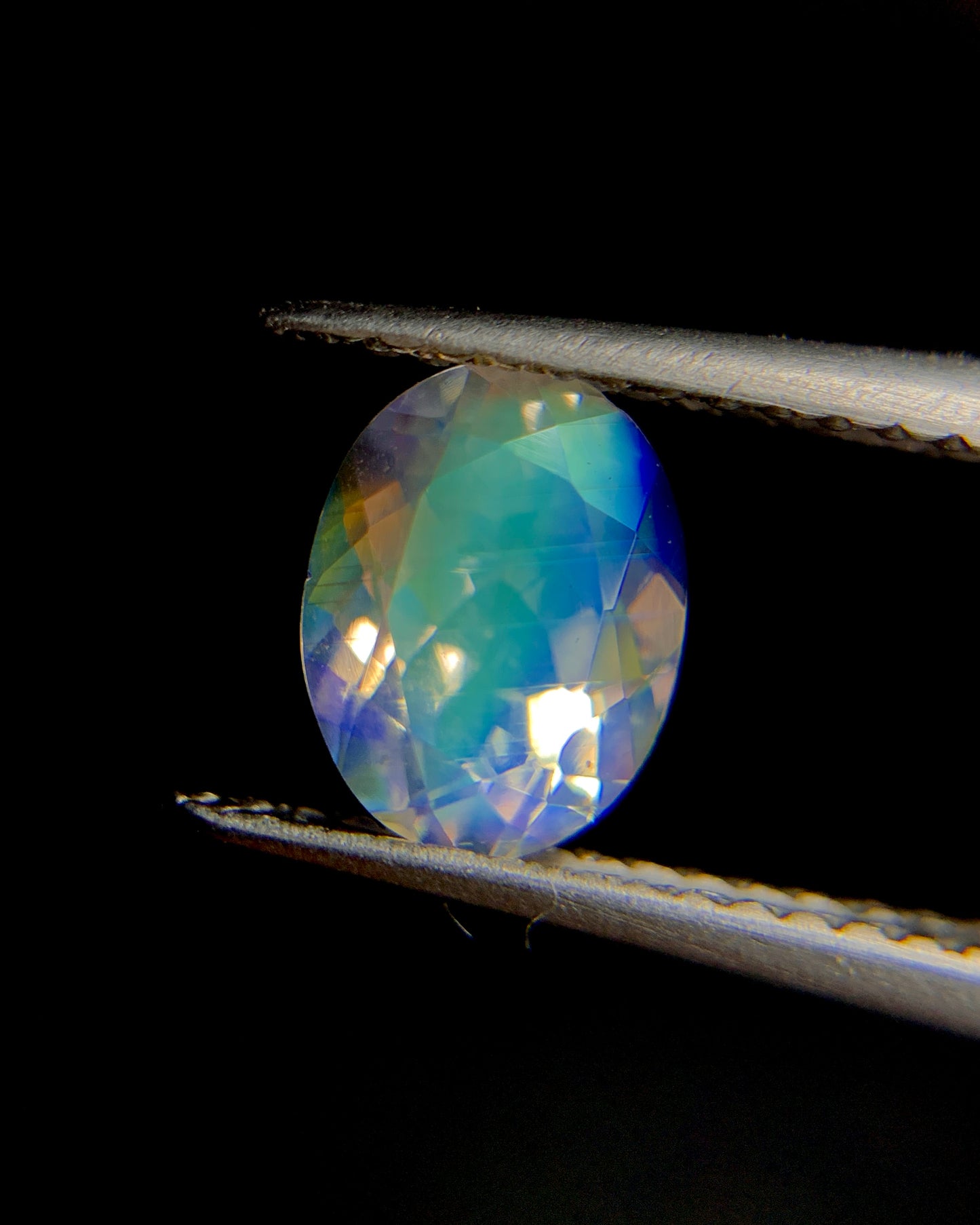 Natural Multi Fire Rainbow Moonstone 1.31 Carat 8x6.2 MM Oval Shape Faceted Gemstone from Madagascar