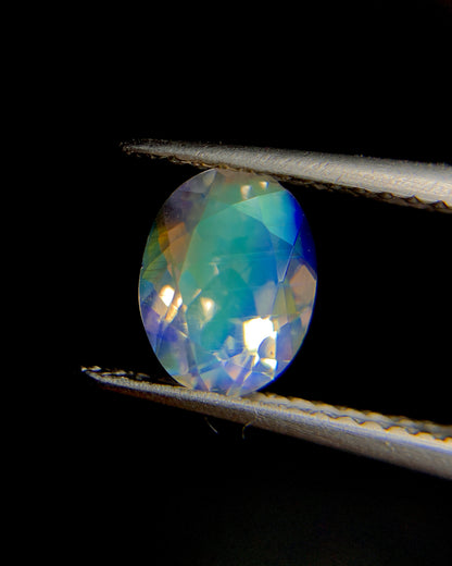 Natural Multi Fire Rainbow Moonstone 1.31 Carat 8x6.2 MM Oval Shape Faceted Gemstone from Madagascar