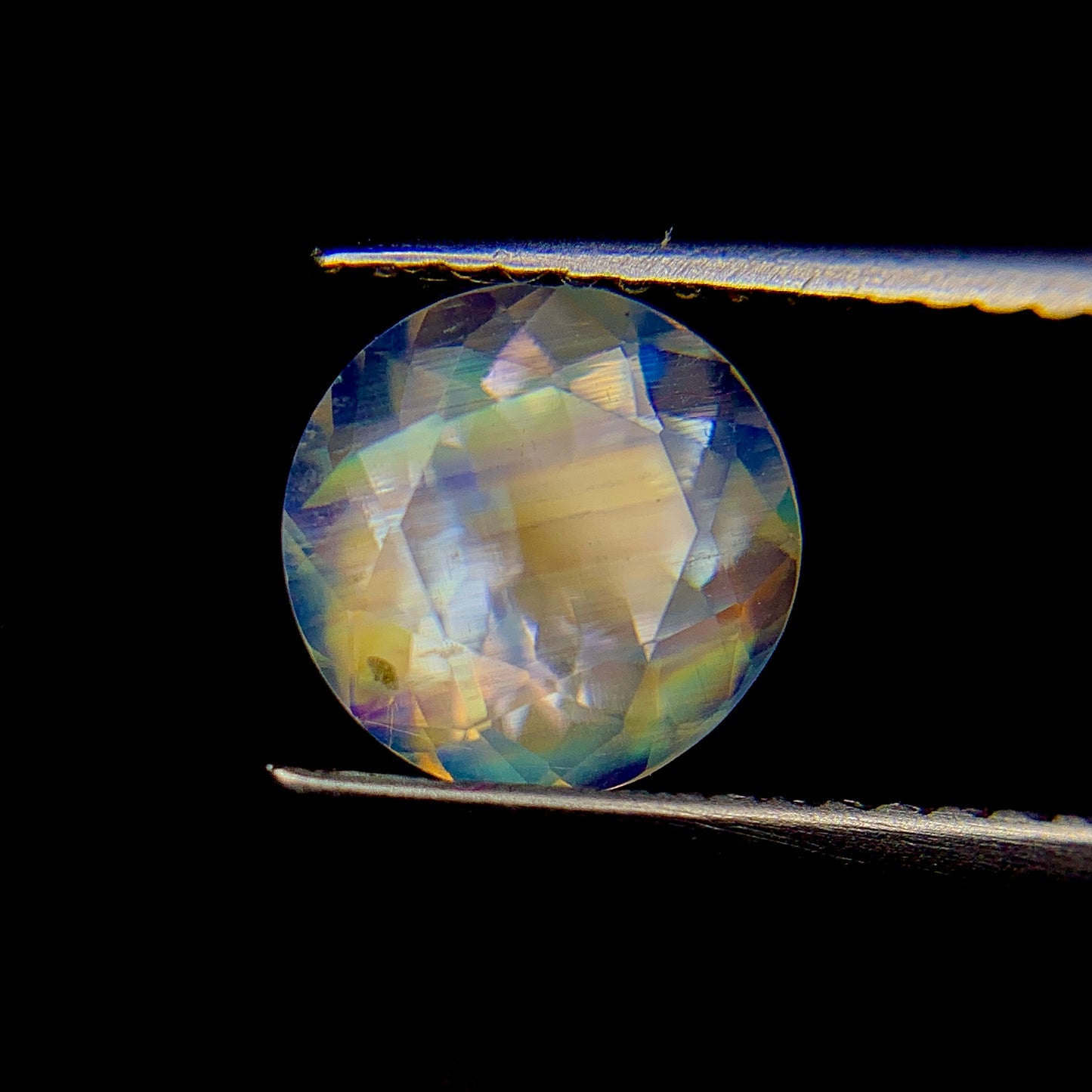 Natural Multi-Fire Rainbow Moonstone 1.54 Carat 8x8 MM Round Shape Faceted Gemstone