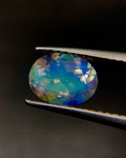 Natural Multi Fire Rainbow Moonstone 1.31 Carat 8x6.2 MM Oval Shape Faceted Gemstone from Madagascar
