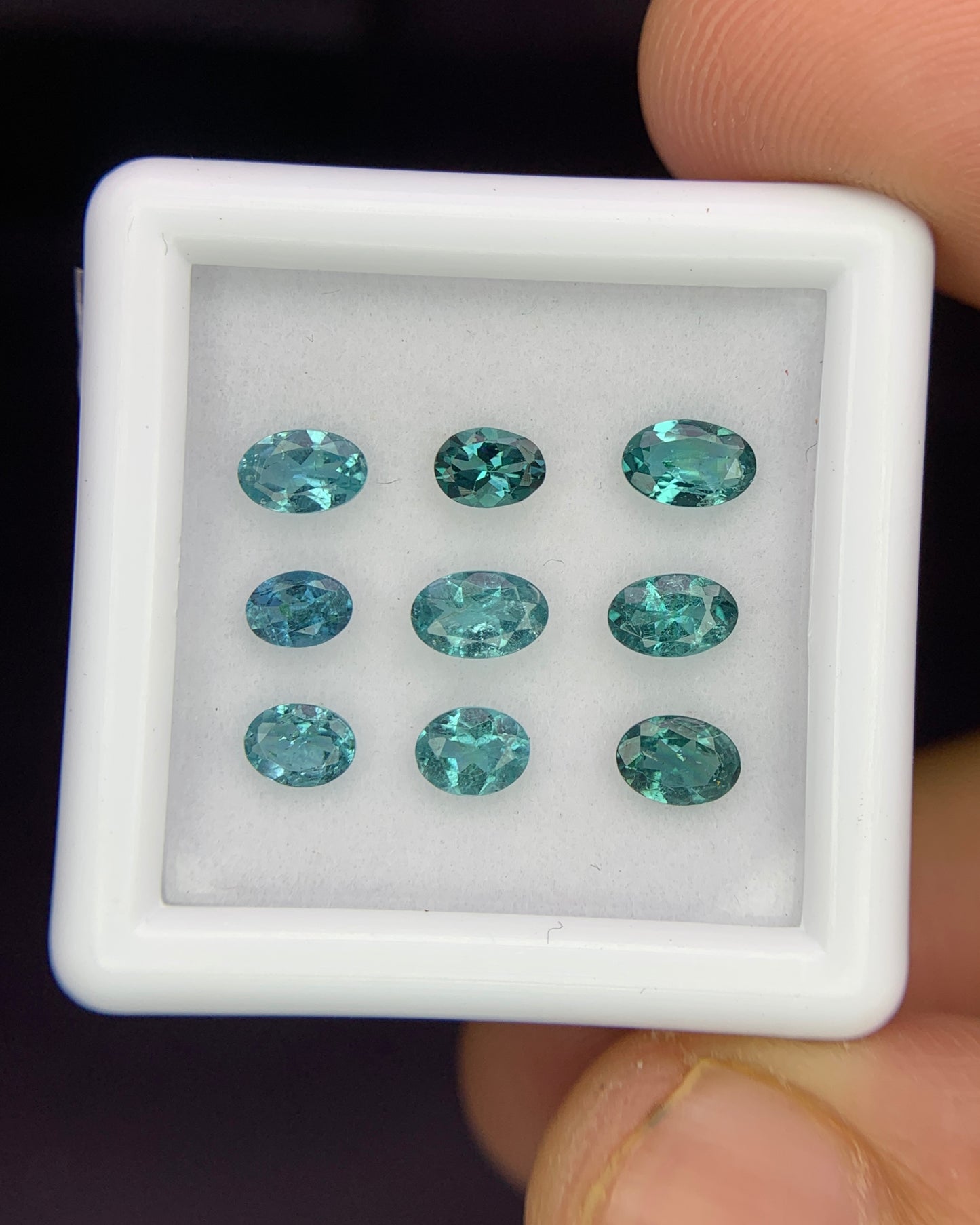 Natural Indicolite Tourmaline Lot 1.69 Carat Mix Size Oval Shape Faceted Gemstone 9 Piece Lot 