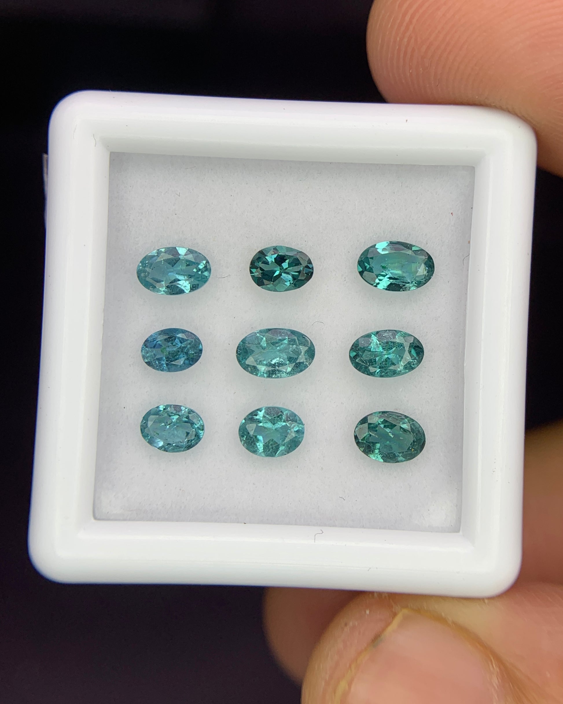 Natural Indicolite Tourmaline Lot 1.69 Carat Mix Size Oval Shape Faceted Gemstone 9 Piece Lot 