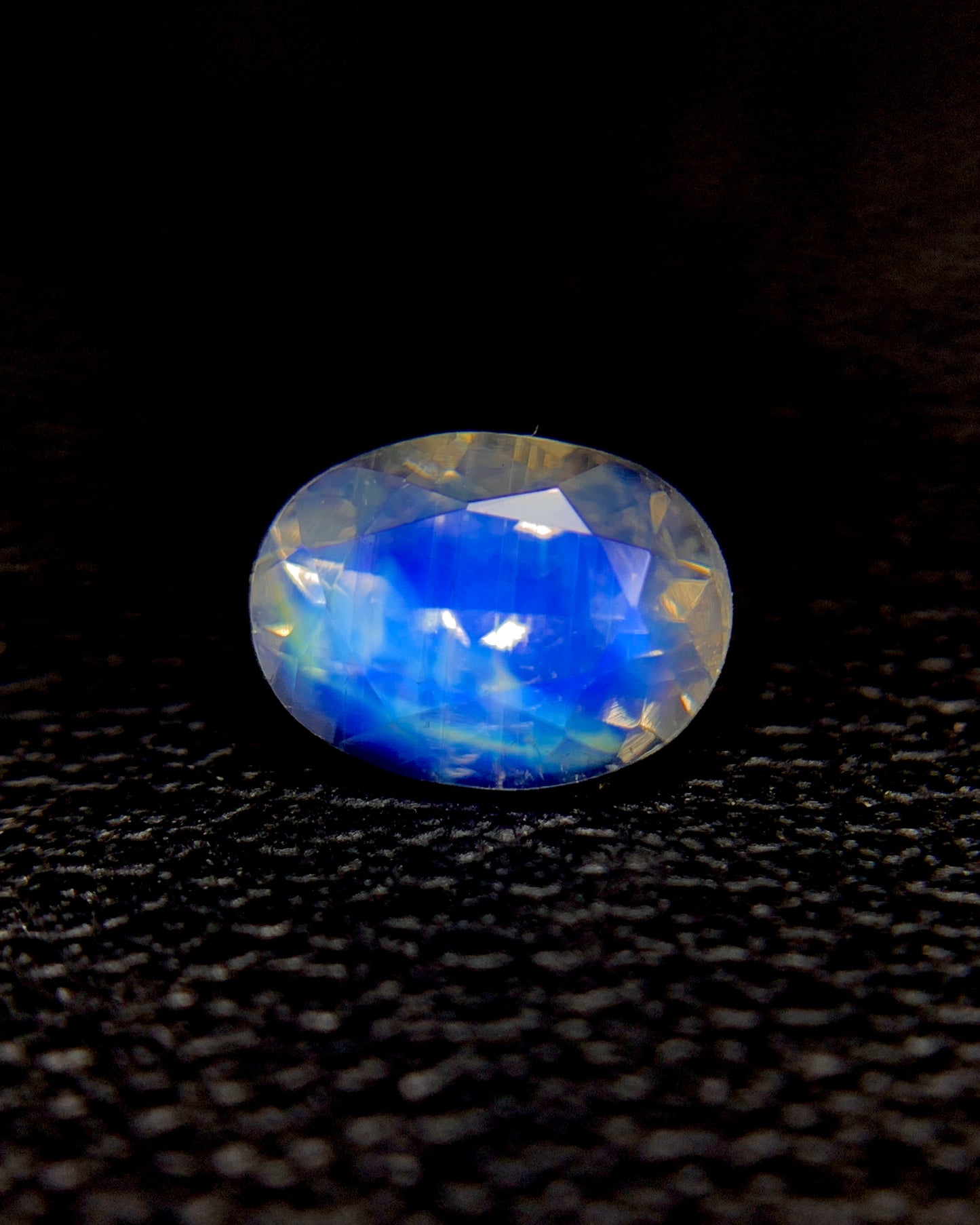 Natural Blue Fire Rainbow Moonstone 0.76 Carat 6.8x5 MM Oval Shape Faceted Gemstone from Madagascar