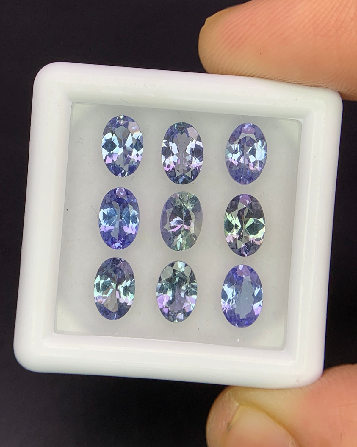 Natural Bi Color Tanzanite Lot 4.24 Carat 6x4 MM Oval Shape Faceted Gemstone 9 Piece Lot 