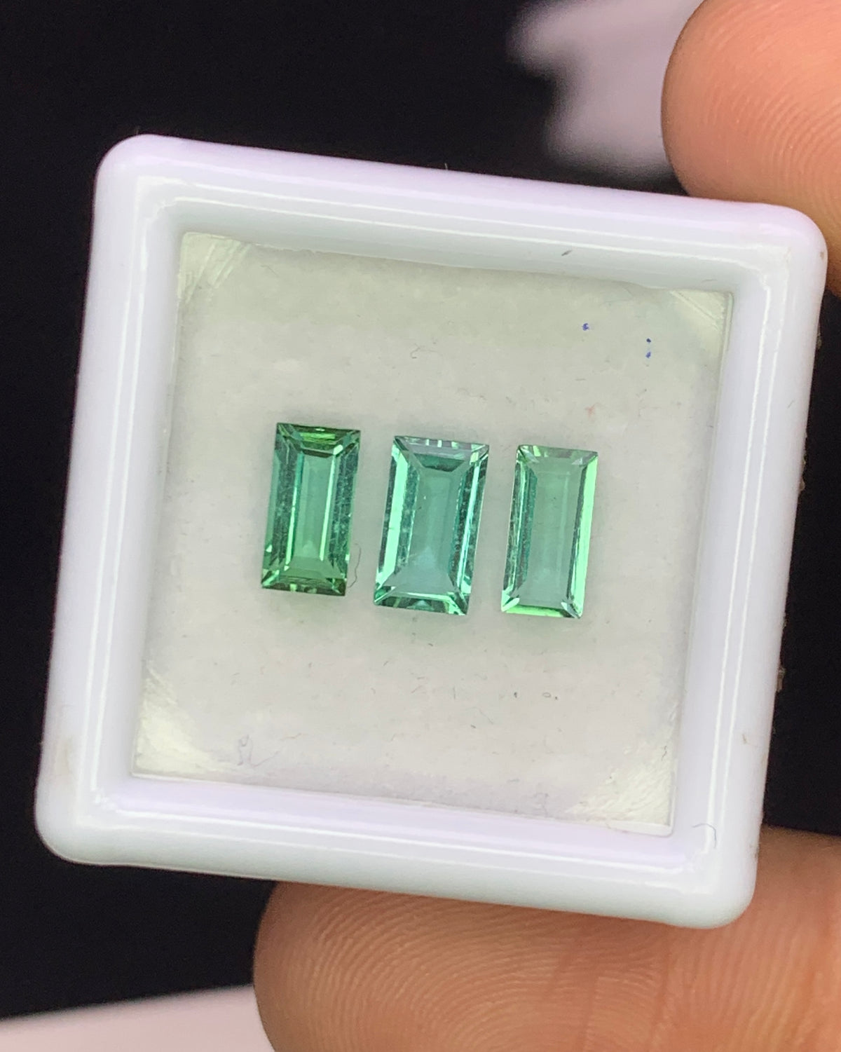 Natural Indicolite Tourmaline Lot 1.94 Carat 7x4 mm Baguette Shape Faceted Gemstone 3 Piece Lot
