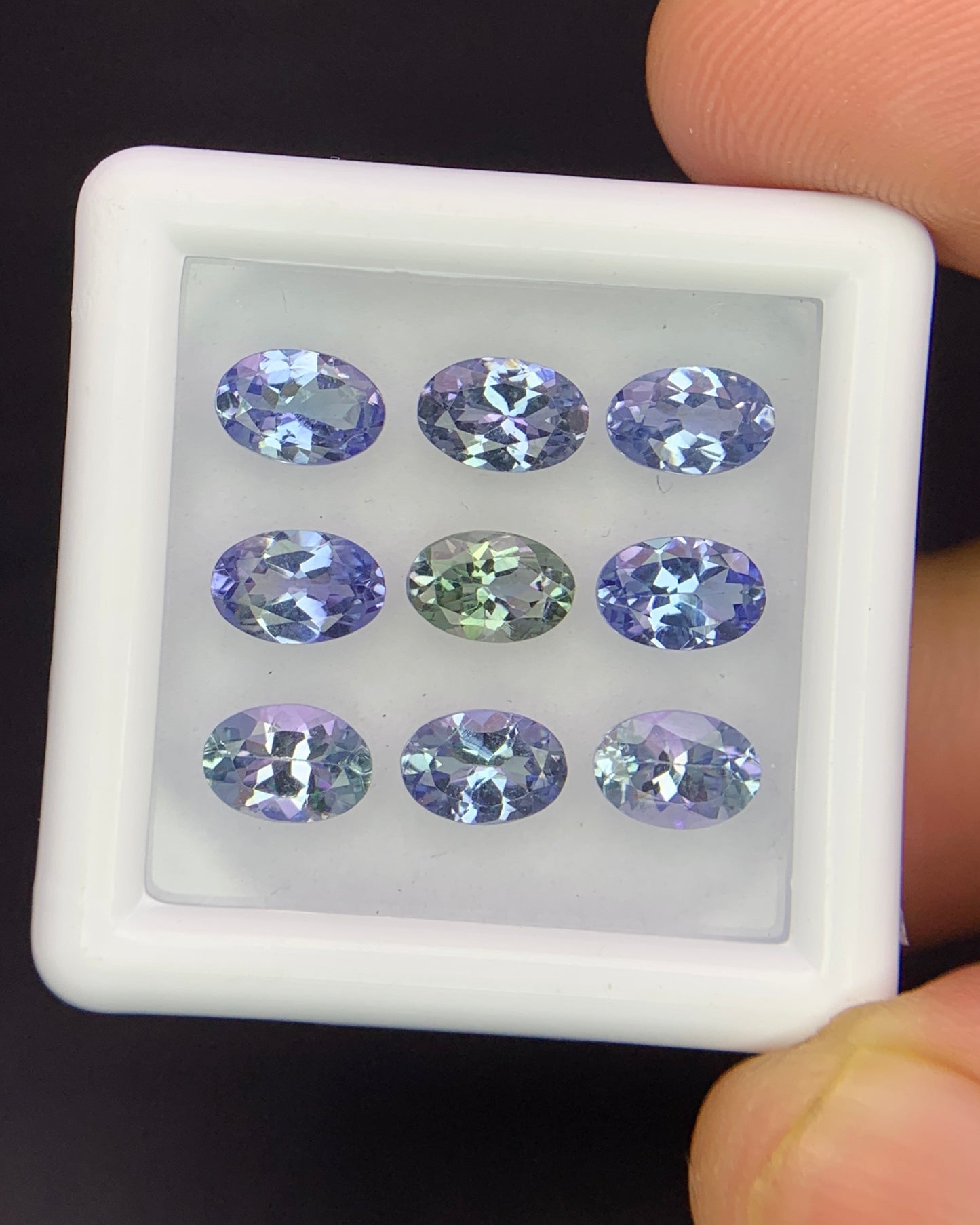Natural Bi Color Tanzanite Lot 4.27 Carat 6x4 MM Oval Shape Faceted Gemstone 9 Piece Lot 