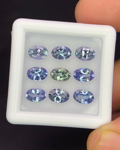 Natural Bi Color Tanzanite Lot 4.27 Carat 6x4 MM Oval Shape Faceted Gemstone 9 Piece Lot 