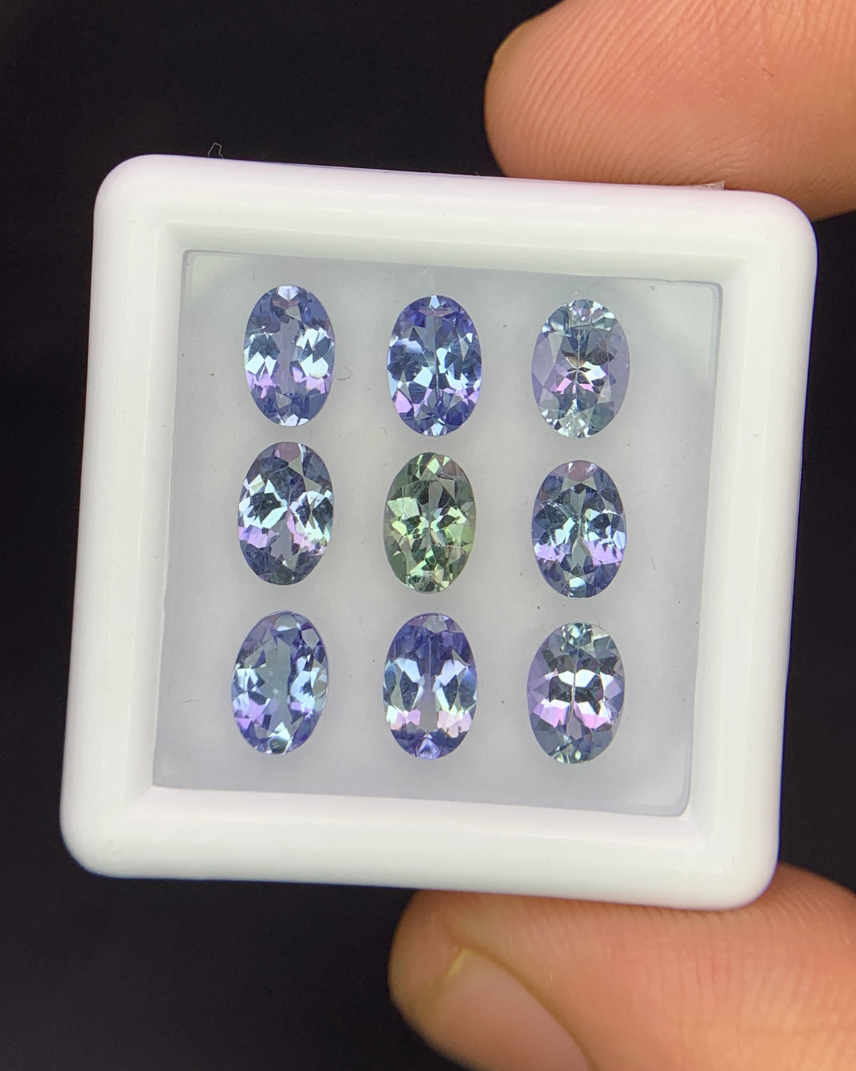 Natural Bi Color Tanzanite Lot 4.27 Carat 6x4 MM Oval Shape Faceted Gemstone 9 Piece Lot 