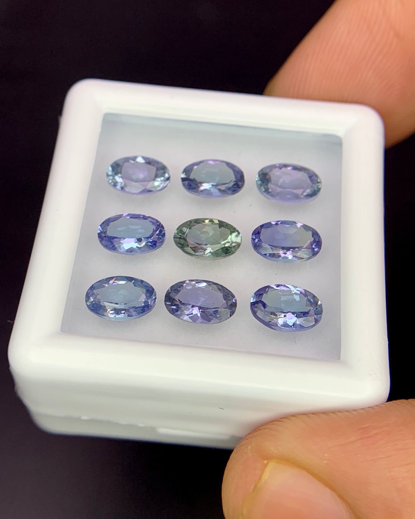 Natural Bi Color Tanzanite Lot 4.27 Carat 6x4 MM Oval Shape Faceted Gemstone 9 Piece Lot 