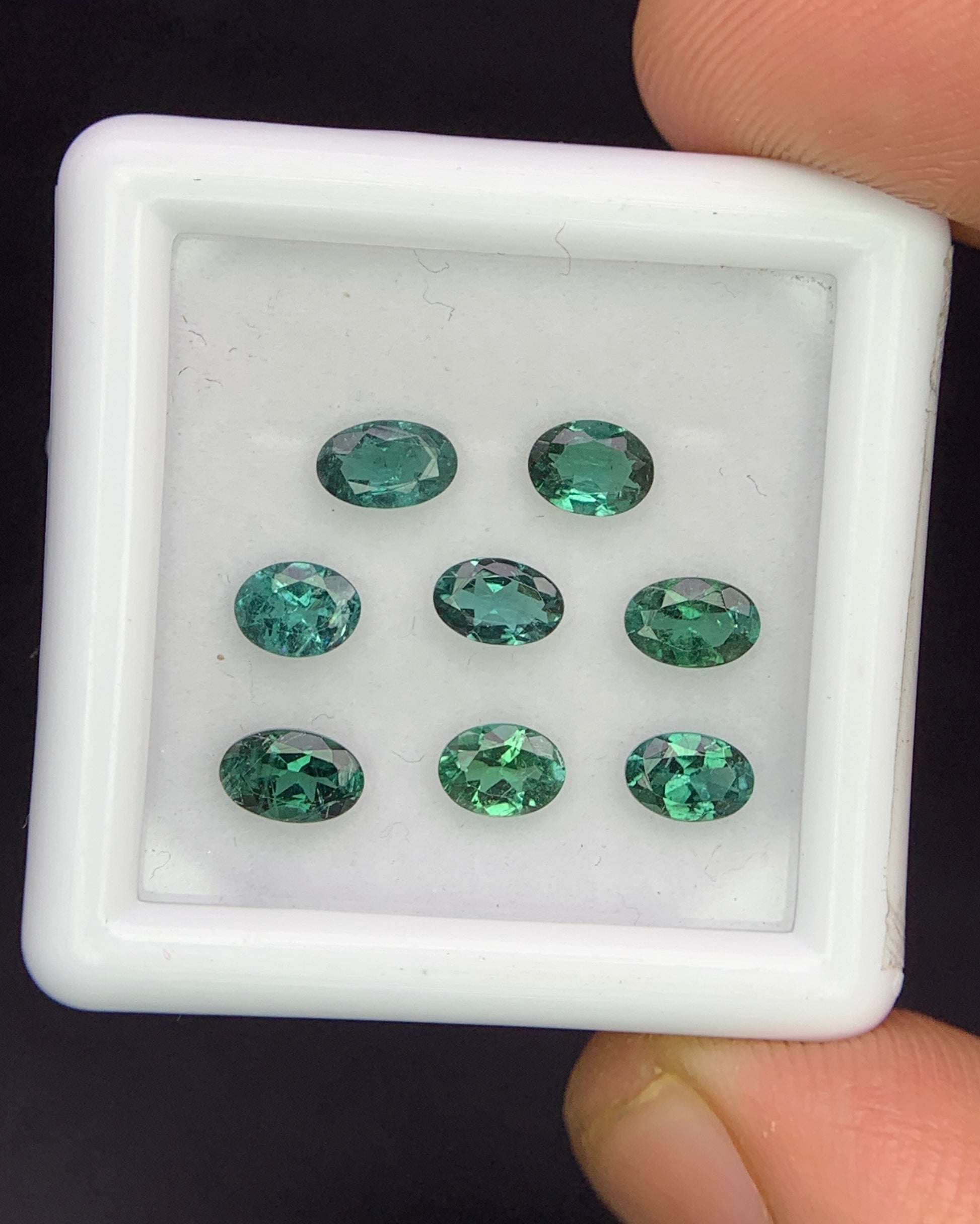 Natural Indicolite Tourmaline Lot 1.72 Carat Mix Size Oval Shape Faceted Gemstone 8 Piece Lot