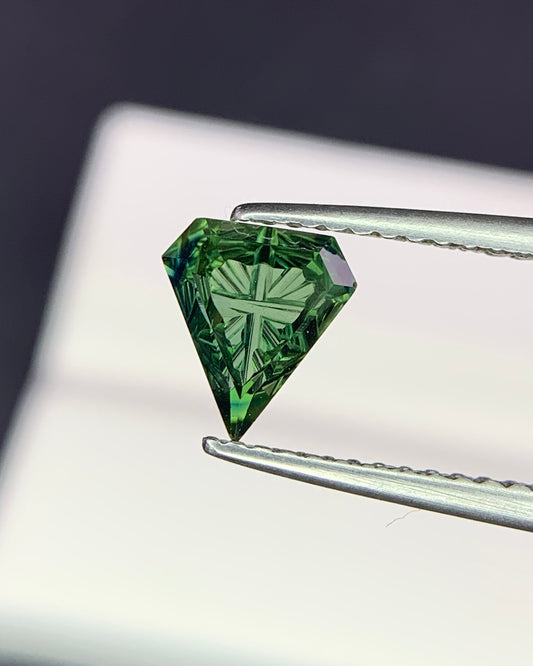 Natural Green Sapphire 0.84 Carat 7.1x6.4 MM Fancy Shape Starbrite Cut Faceted Gemstone 