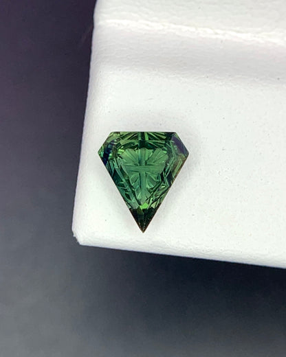 Natural Green Sapphire 0.84 Carat 7.1x6.4 MM Fancy Shape Starbrite Cut Faceted Gemstone 