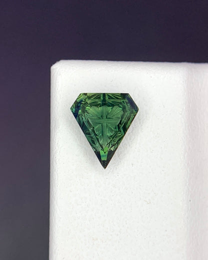 Natural Green Sapphire 0.84 Carat 7.1x6.4 MM Fancy Shape Starbrite Cut Faceted Gemstone 