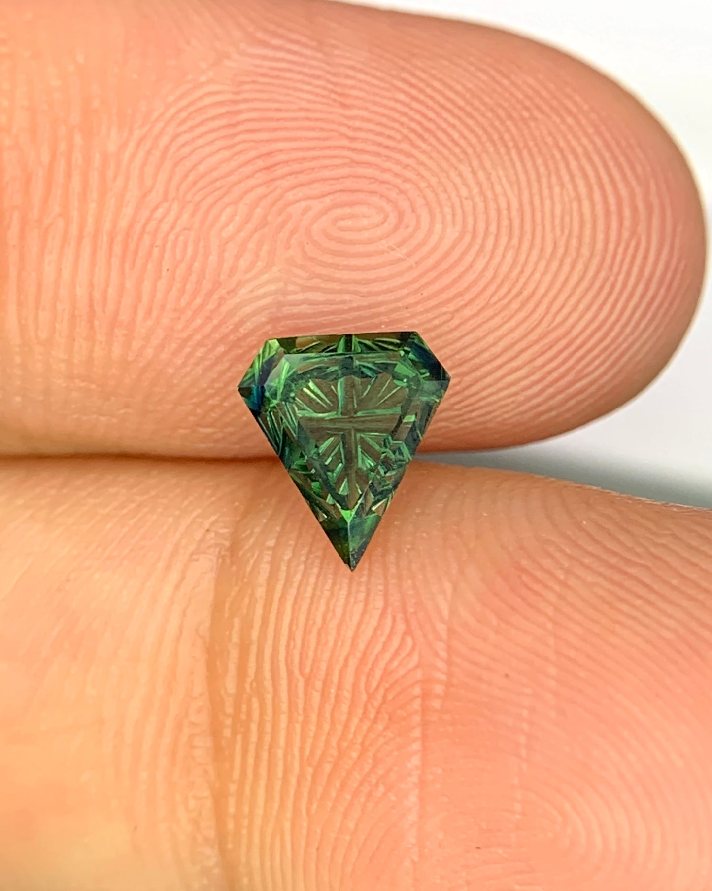 Natural Green Sapphire 0.84 Carat 7.1x6.4 MM Fancy Shape Starbrite Cut Faceted Gemstone 