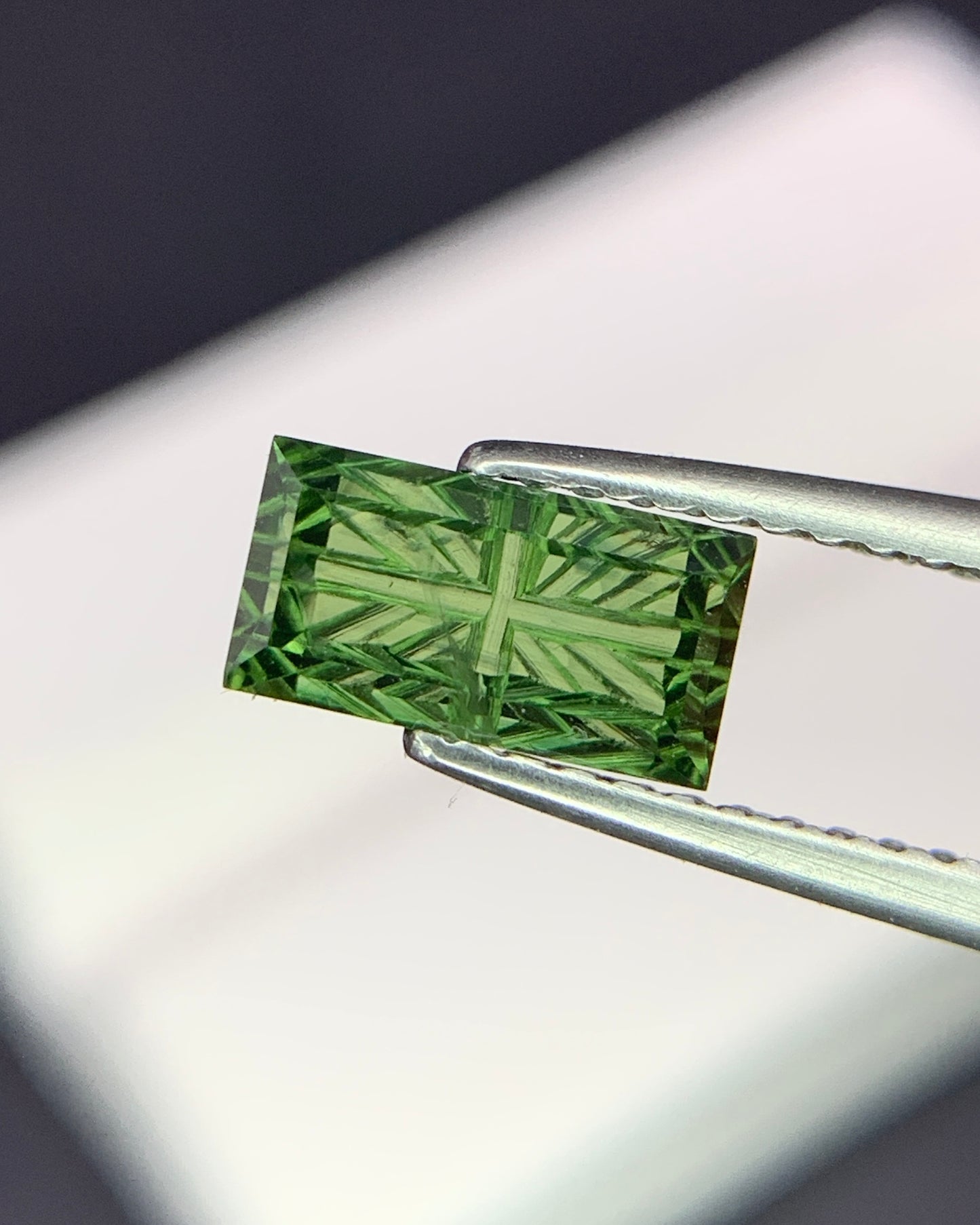 Natural Green Sapphire 1.37 Carat 7.9x4.2 MM Baguette Shape Starbrite Cut Faceted Gemstone 