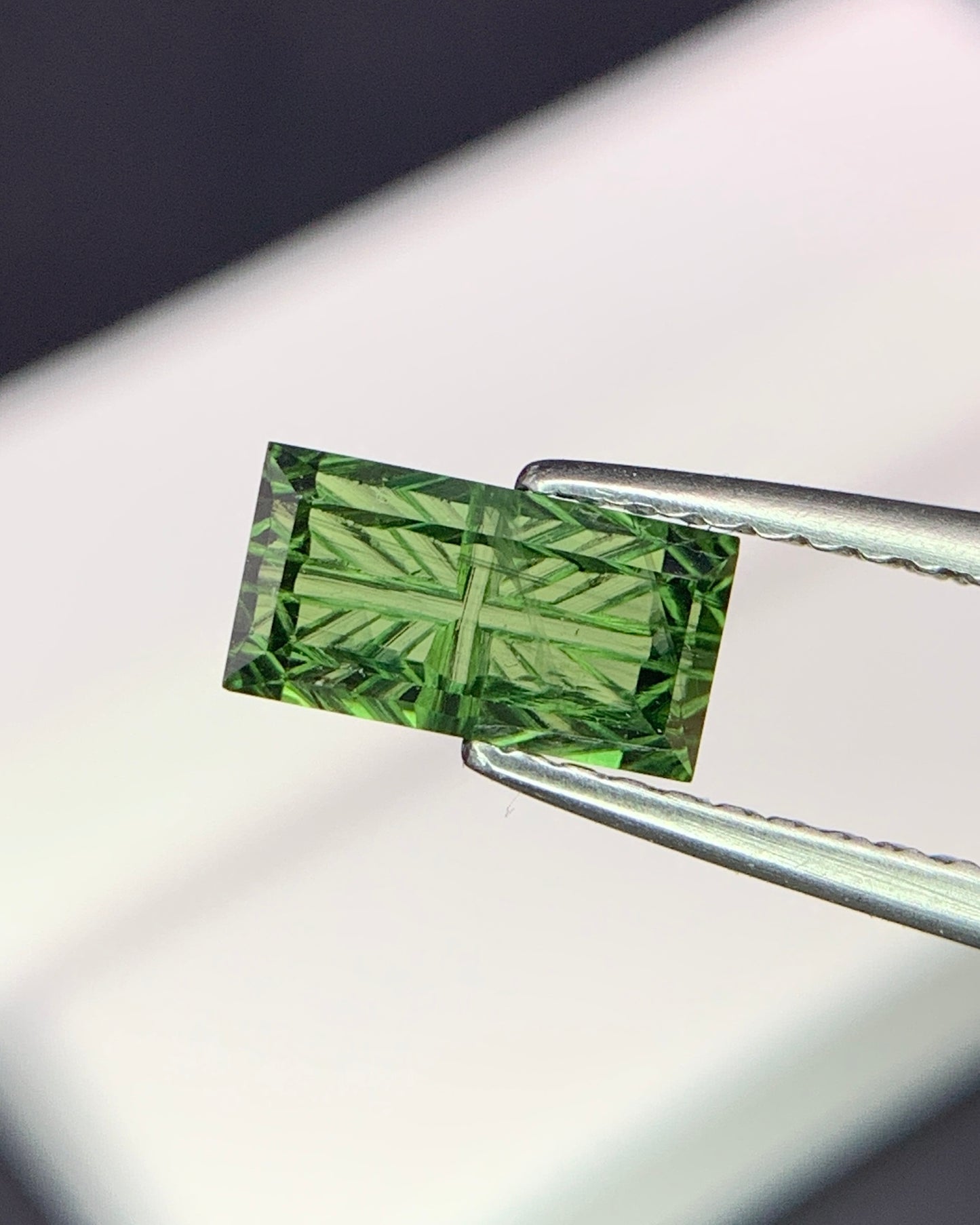 Natural Green Sapphire 1.37 Carat 7.9x4.2 MM Baguette Shape Starbrite Cut Faceted Gemstone 