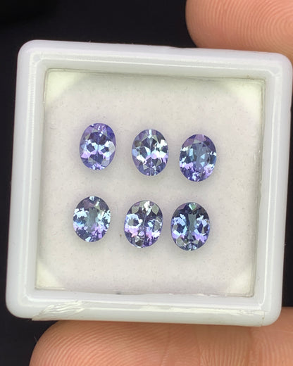 Natural Bi Color Tanzanite Lot 2.27 Carat 5x4 MM Oval Shape Faceted Gemstone 6 Piece Lot 