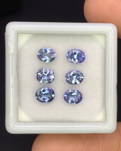 Natural Bi Color Tanzanite Lot 2.27 Carat 5x4 MM Oval Shape Faceted Gemstone 6 Piece Lot 